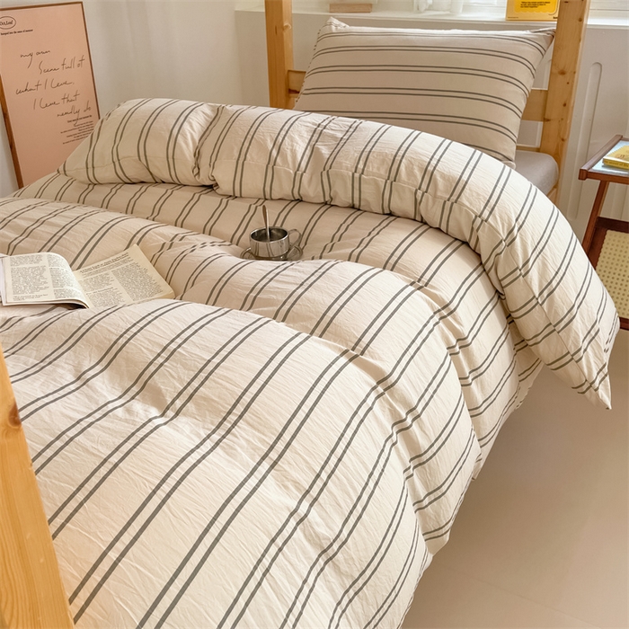 91家纺网 家纺一手货源 找家纺 多品家纺 2025春夏新款超柔水洗棉学生宿舍三件套 幻影