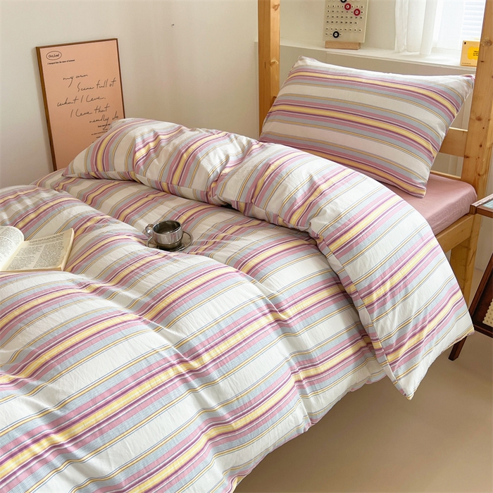 多品家纺 2025春夏新款超柔水洗棉学生宿舍三件套 焦糖甜心