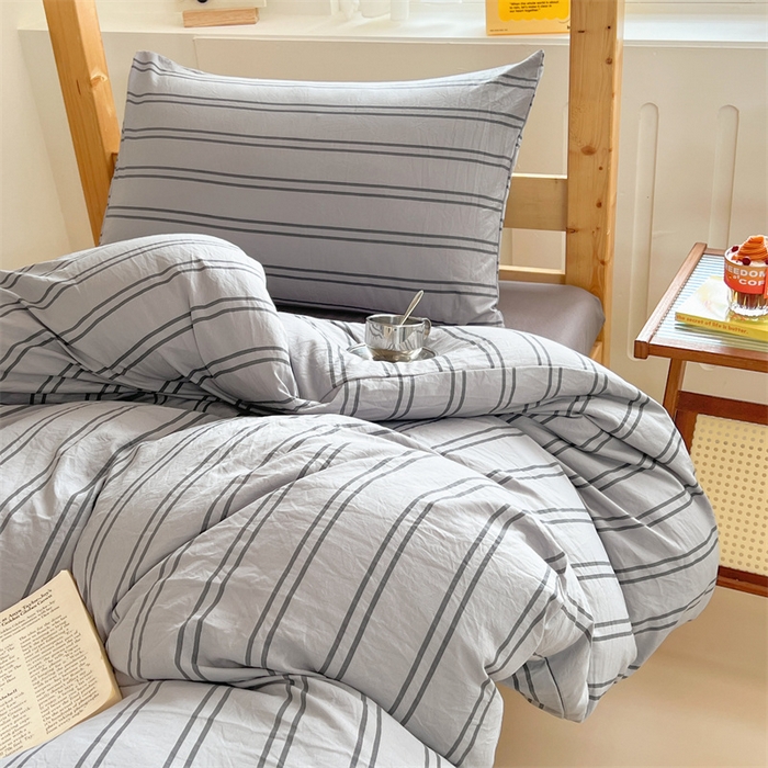 91家纺网 家纺一手货源 找家纺 多品家纺 2025春夏新款超柔水洗棉学生宿舍三件套 律动