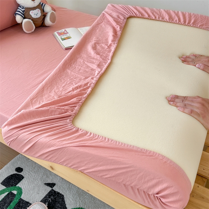 91家纺网 家纺一手货源 找家纺 多品家纺 2025春夏新款超柔水洗棉学生宿舍三件套 蜜桃粉