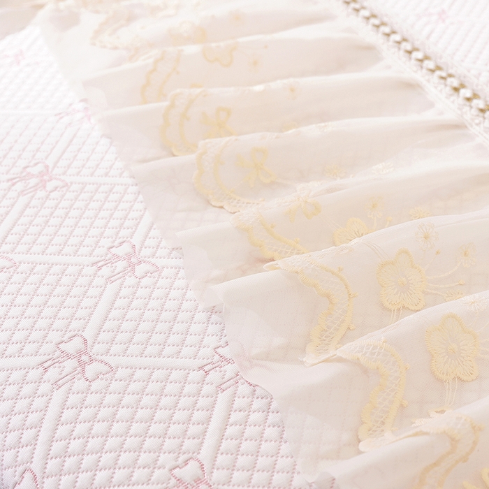 91家纺网 家纺一手货源 找家纺 共鸣沙发垫 2025新款夏凉蝴蝶结沙发直排沙发垫 蝴蝶结浅粉