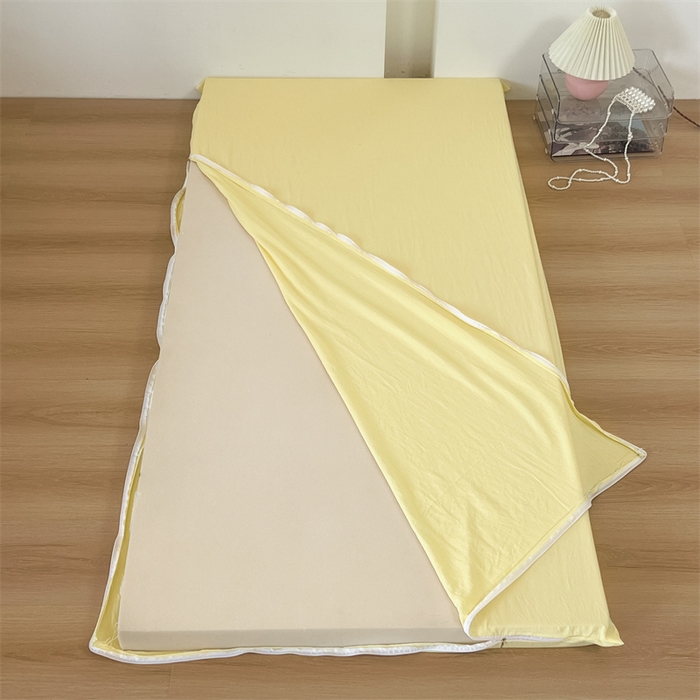 91家纺网 家纺一手货源 找家纺 多品家纺 2025春夏新款超柔水洗棉学生宿舍三件套 奶酪芝士黄