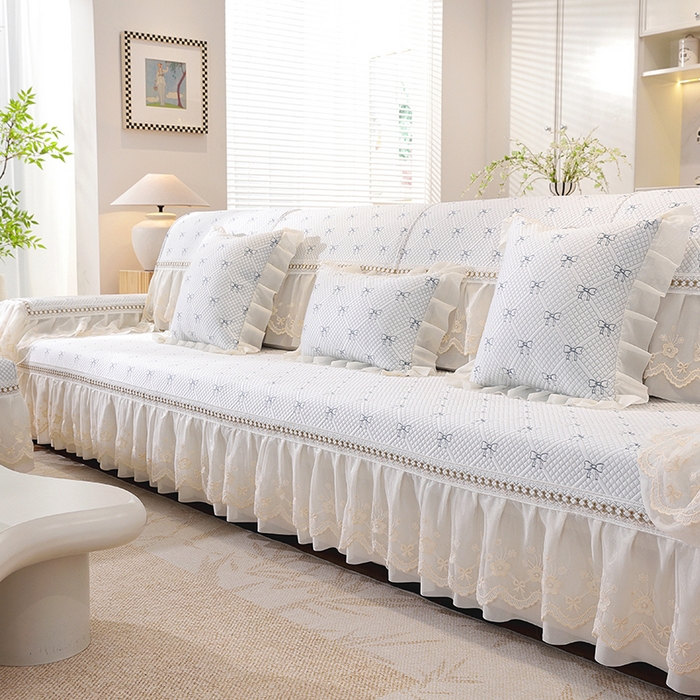 91家纺网 家纺一手货源 找家纺 共鸣沙发垫 2025新款夏凉蝴蝶结沙发直排沙发垫 蝴蝶结浅蓝