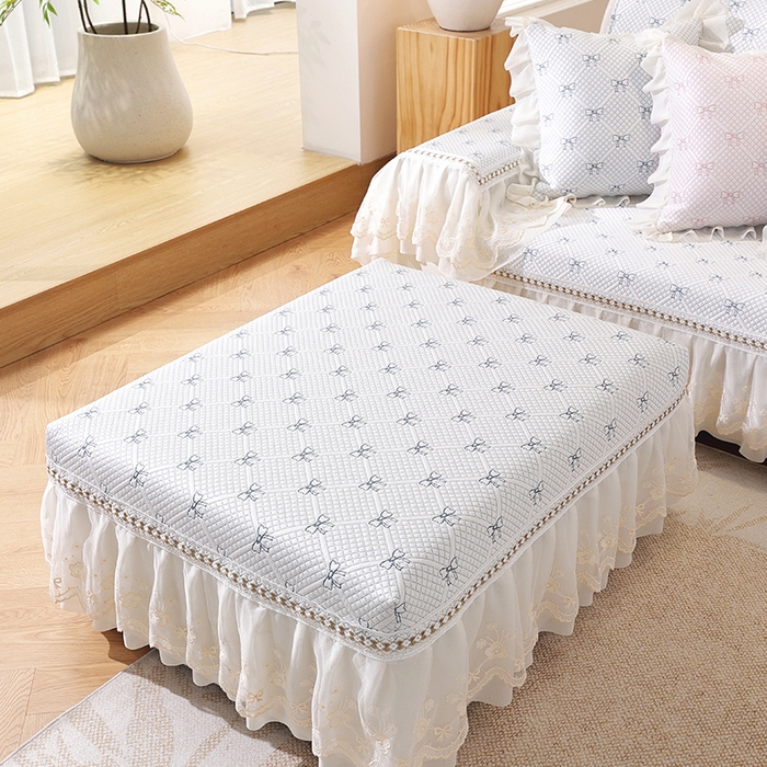 91家纺网 家纺一手货源 找家纺 共鸣沙发垫 2025新款夏凉蝴蝶结沙发直排沙发垫 蝴蝶结浅蓝