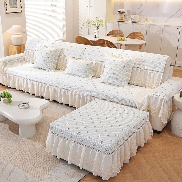 91家纺网 家纺一手货源 找家纺 共鸣沙发垫 2025新款夏凉蝴蝶结沙发直排沙发垫 蝴蝶结浅绿