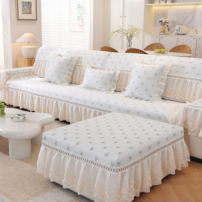 91家纺网 家纺一手货源 找家纺 共鸣沙发垫 2025新款夏凉蝴蝶结沙发直排沙发垫 蝴蝶结浅绿