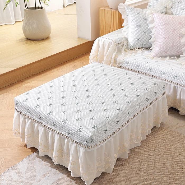 91家纺网 家纺一手货源 找家纺 共鸣沙发垫 2025新款夏凉蝴蝶结沙发直排沙发垫 蝴蝶结浅绿