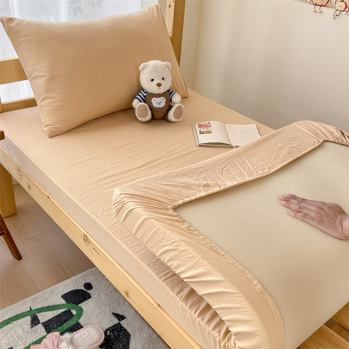 91家纺网 家纺一手货源 找家纺 多品家纺 2025春夏新款超柔水洗棉学生宿舍三件套 日系黄条