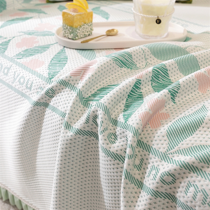 91家纺网 家纺一手货源 找家纺 共鸣沙发垫 2025新款夏季凉感沙发巾 凉感绿叶