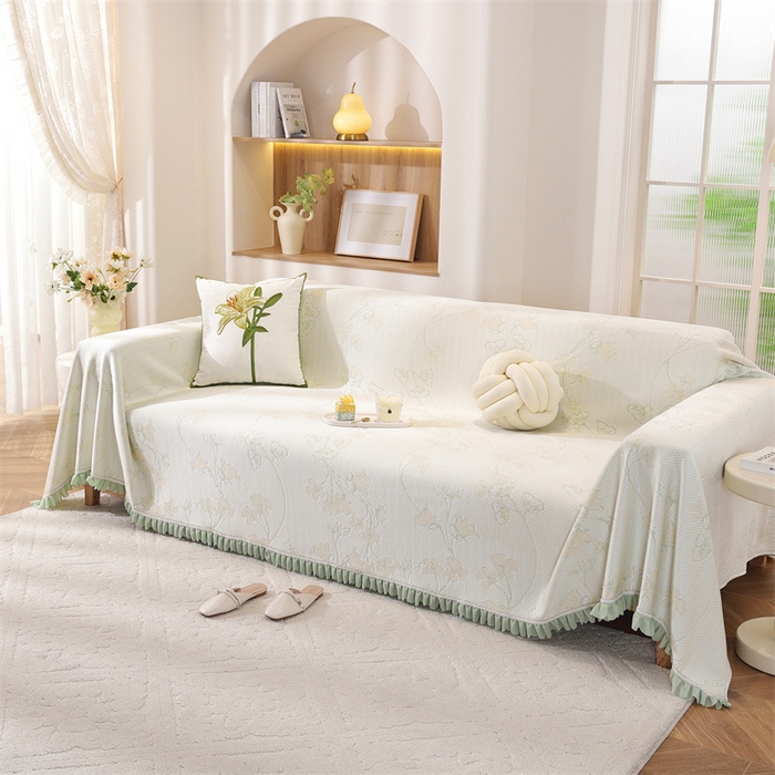 91家纺网 家纺一手货源 找家纺 共鸣沙发垫 2025新款夏季凉感沙发巾 凉感蔓枝