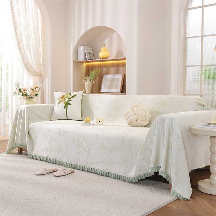 91家纺网 家纺一手货源 找家纺 共鸣沙发垫 2025新款夏季凉感沙发巾 凉感蔓枝