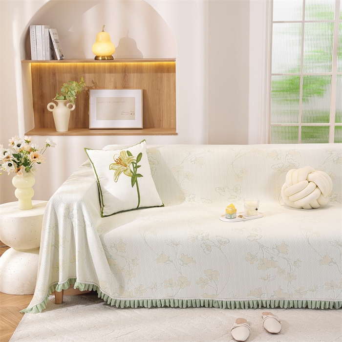 91家纺网 家纺一手货源 找家纺 共鸣沙发垫 2025新款夏季凉感沙发巾 凉感蔓枝