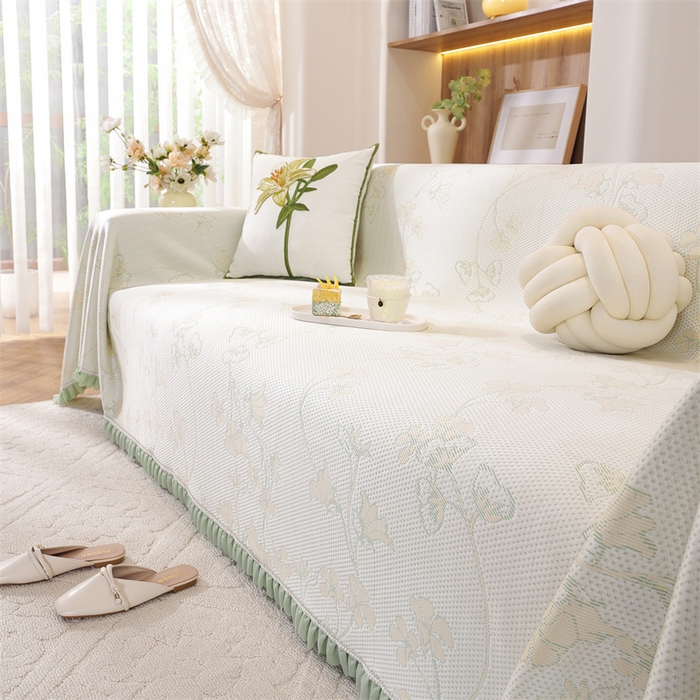 91家纺网 家纺一手货源 找家纺 共鸣沙发垫 2025新款夏季凉感沙发巾 凉感蔓枝