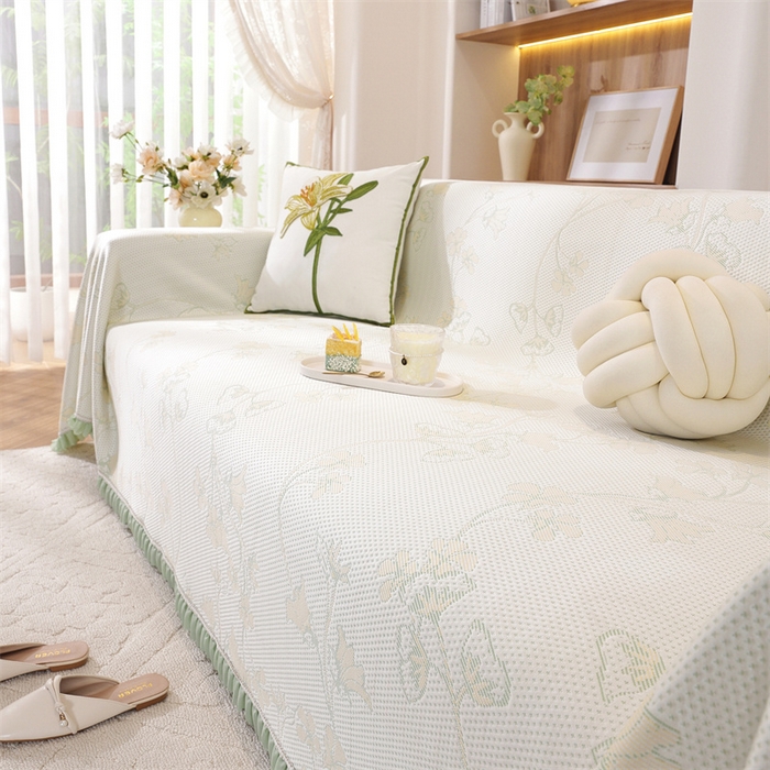 91家纺网 家纺一手货源 找家纺 共鸣沙发垫 2025新款夏季凉感沙发巾 凉感蔓枝