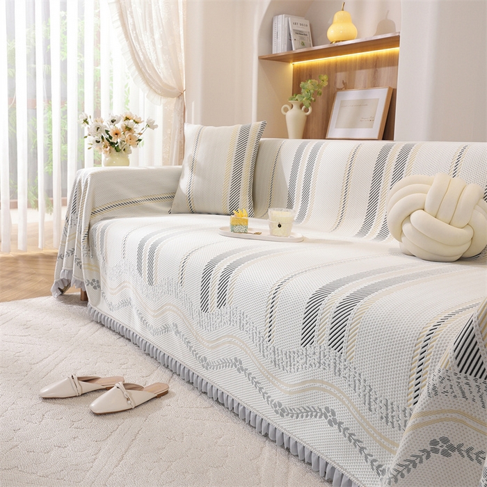 91家纺网 家纺一手货源 找家纺 共鸣沙发垫 2025新款夏季凉感沙发巾 凉感条纹