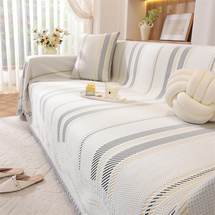 91家纺网 家纺一手货源 找家纺 共鸣沙发垫 2025新款夏季凉感沙发巾 凉感条纹