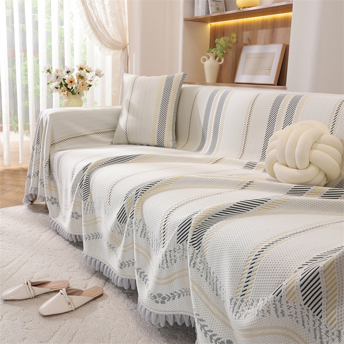 91家纺网 家纺一手货源 找家纺 共鸣沙发垫 2025新款夏季凉感沙发巾 凉感条纹