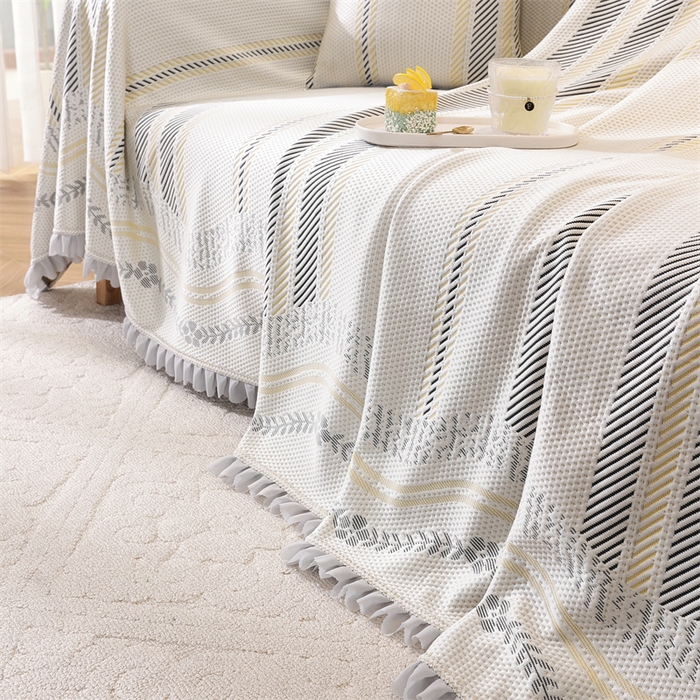 91家纺网 家纺一手货源 找家纺 共鸣沙发垫 2025新款夏季凉感沙发巾 凉感条纹