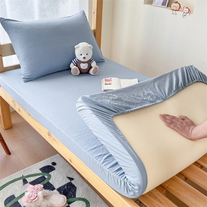 91家纺网 家纺一手货源 找家纺 多品家纺 2025春夏新款超柔水洗棉学生宿舍三件套 星蓝