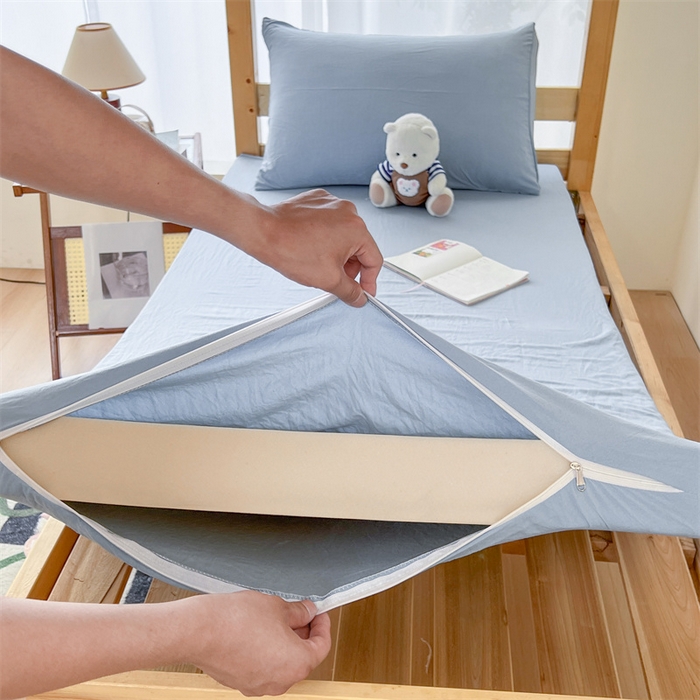 91家纺网 家纺一手货源 找家纺 多品家纺 2025春夏新款超柔水洗棉学生宿舍三件套 星蓝