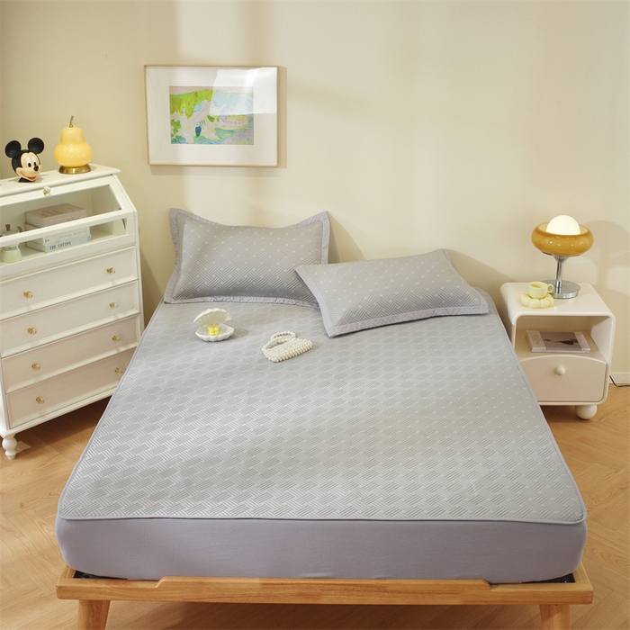 91家纺网 家纺一手货源 找家纺 共鸣沙发垫 2025新款凉豆豆床笠款凉席 床笠冰豆斜纹灰色