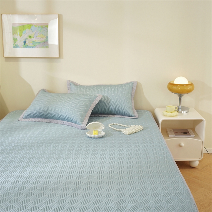 91家纺网 家纺一手货源 找家纺 共鸣沙发垫 2025新款凉豆豆床笠款凉席 床笠冰豆斜纹蓝色