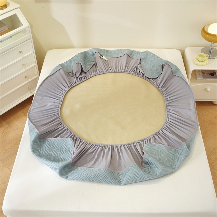 91家纺网 家纺一手货源 找家纺 共鸣沙发垫 2025新款凉豆豆床笠款凉席 床笠冰豆斜纹蓝色