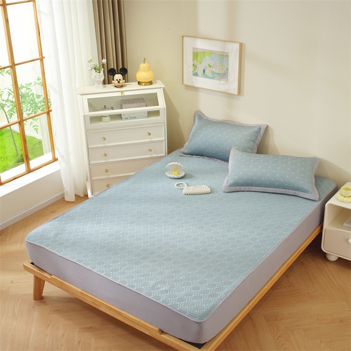 91家纺网 家纺一手货源 找家纺 共鸣沙发垫 2025新款凉豆豆床笠款凉席 床笠冰豆斜纹蓝色