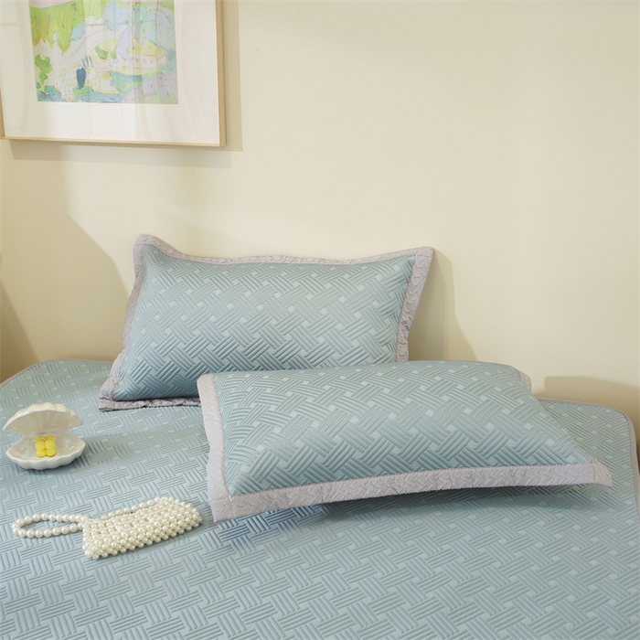 91家纺网 家纺一手货源 找家纺 共鸣沙发垫 2025新款凉豆豆床笠款凉席 床笠冰豆斜纹蓝色