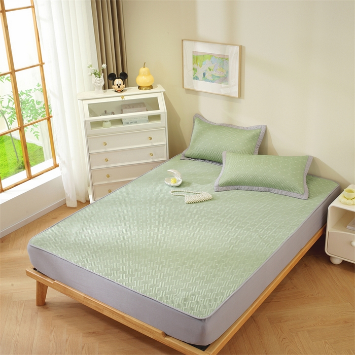 91家纺网 家纺一手货源 找家纺 共鸣沙发垫 2025新款凉豆豆床笠款凉席 床笠冰豆斜纹绿色