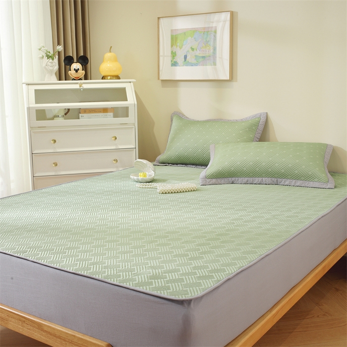 91家纺网 家纺一手货源 找家纺 共鸣沙发垫 2025新款凉豆豆床笠款凉席 床笠冰豆斜纹绿色