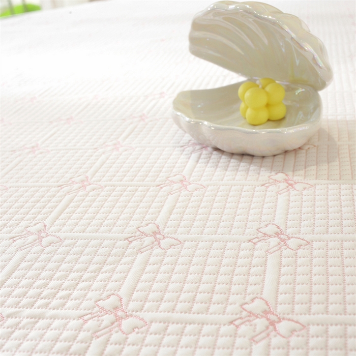 91家纺网 家纺一手货源 找家纺 共鸣沙发垫 2025新款凉豆豆床笠款凉席 床笠蝴蝶结浅粉