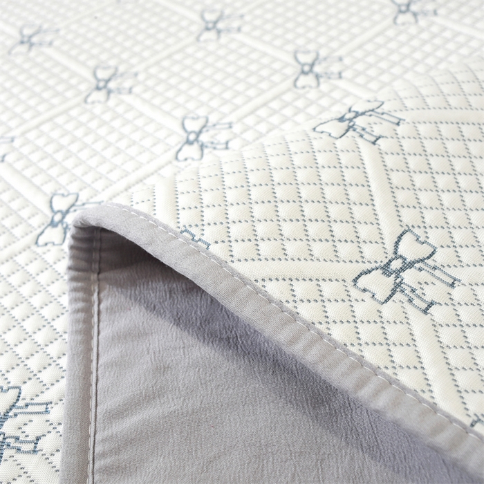 91家纺网 家纺一手货源 找家纺 共鸣沙发垫 2025新款凉豆豆床笠款凉席 床笠蝴蝶结浅蓝