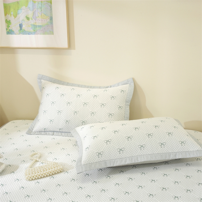 91家纺网 家纺一手货源 找家纺 共鸣沙发垫 2025新款凉豆豆床笠款凉席 床笠蝴蝶结浅绿