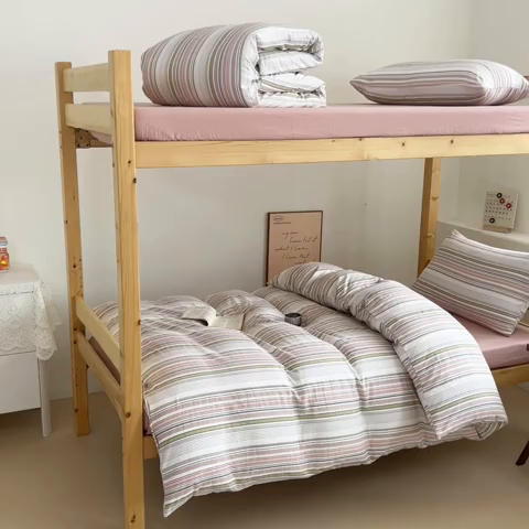 91家纺网 家纺一手货源 找家纺 多品家纺 2025春夏新款超柔水洗棉学生宿舍三件套 唯爱