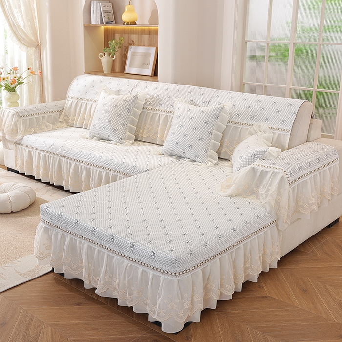 91家纺网 家纺一手货源 找家纺 共鸣沙发垫 2025新款凉感蝴蝶结沙发垫 蝴蝶结浅灰