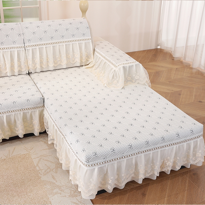 91家纺网 家纺一手货源 找家纺 共鸣沙发垫 2025新款凉感蝴蝶结沙发垫 蝴蝶结浅灰