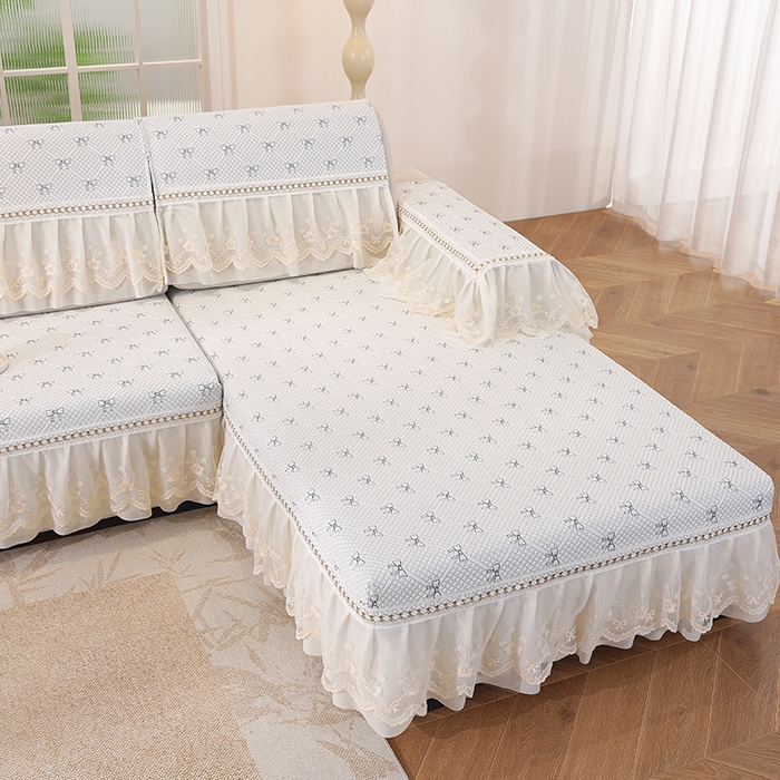 91家纺网 家纺一手货源 找家纺 共鸣沙发垫 2025新款凉感蝴蝶结沙发垫 蝴蝶结浅蓝