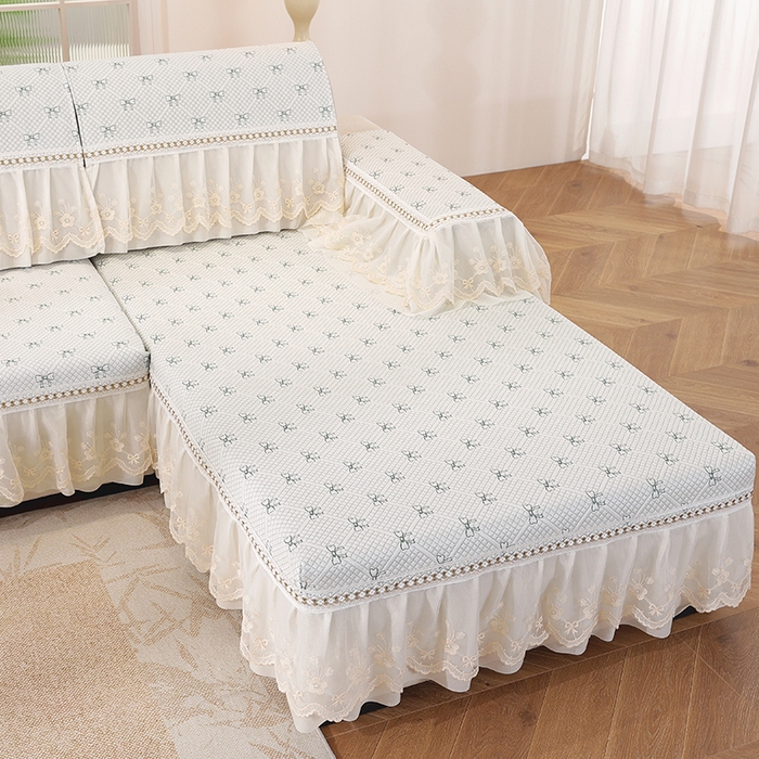 91家纺网 家纺一手货源 找家纺 共鸣沙发垫 2025新款凉感蝴蝶结沙发垫 蝴蝶结浅绿