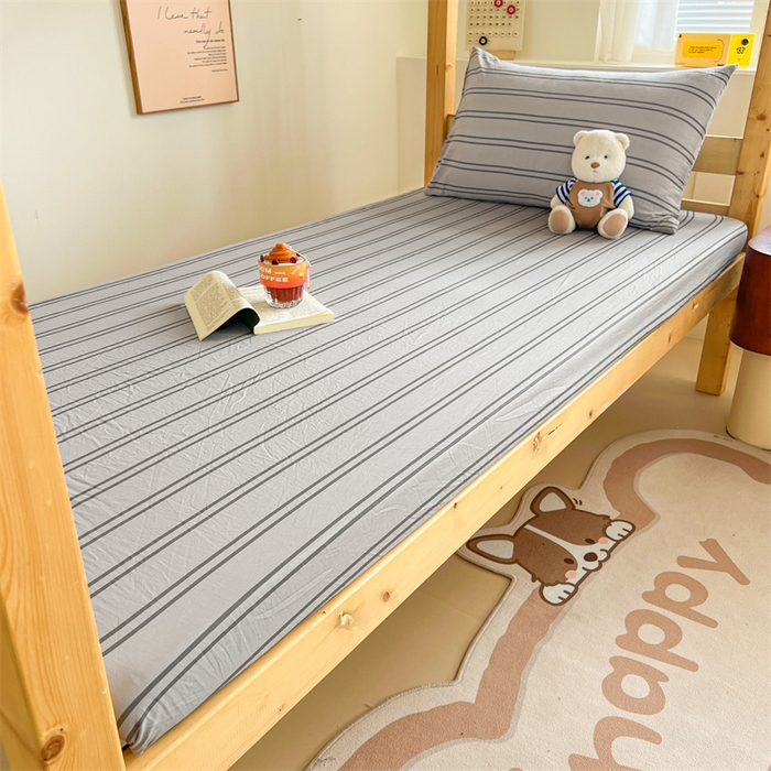 91家纺网 家纺一手货源 找家纺 多品家纺 2025春夏新款超柔水洗棉学生宿舍床笠 律动