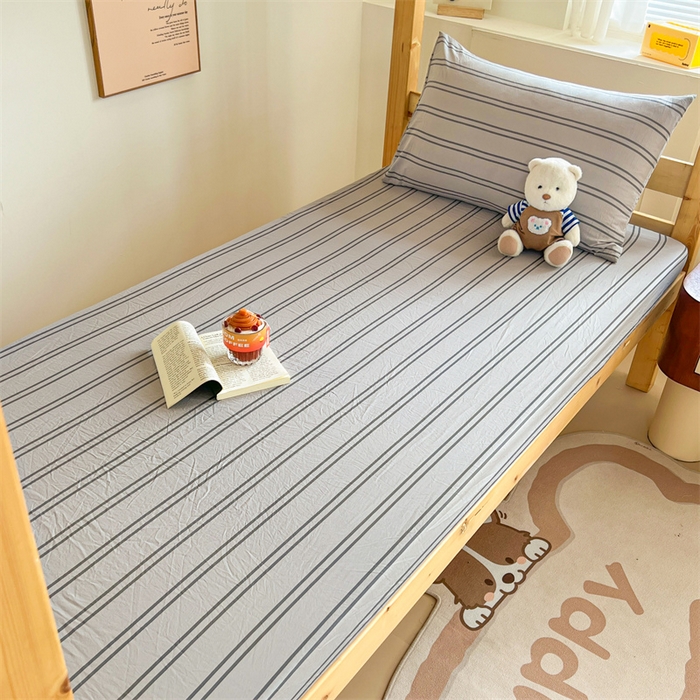 91家纺网 家纺一手货源 找家纺 多品家纺 2025春夏新款超柔水洗棉学生宿舍床笠 律动