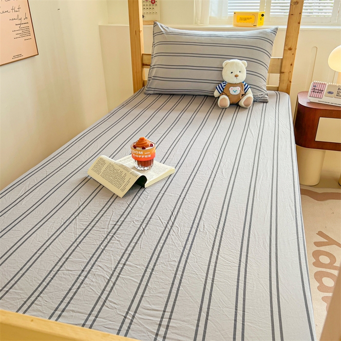 91家纺网 家纺一手货源 找家纺 多品家纺 2025春夏新款超柔水洗棉学生宿舍床笠 律动