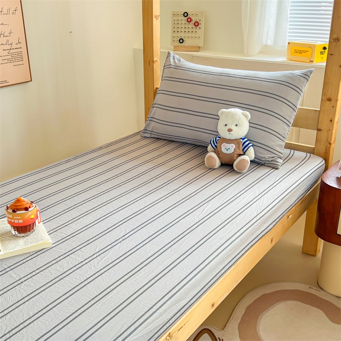 91家纺网 家纺一手货源 找家纺 多品家纺 2025春夏新款超柔水洗棉学生宿舍床笠 律动