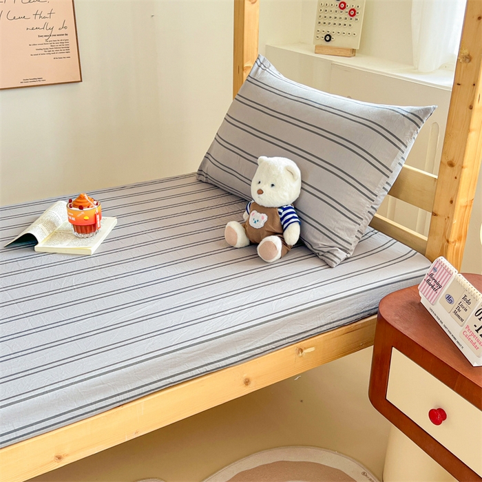 91家纺网 家纺一手货源 找家纺 多品家纺 2025春夏新款超柔水洗棉学生宿舍床笠 律动