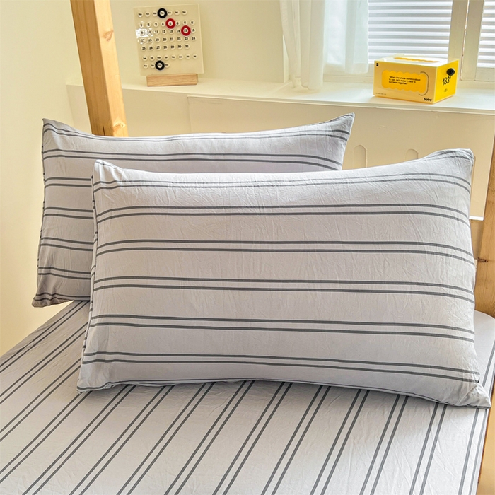 91家纺网 家纺一手货源 找家纺 多品家纺 2025春夏新款超柔水洗棉学生宿舍床笠 律动