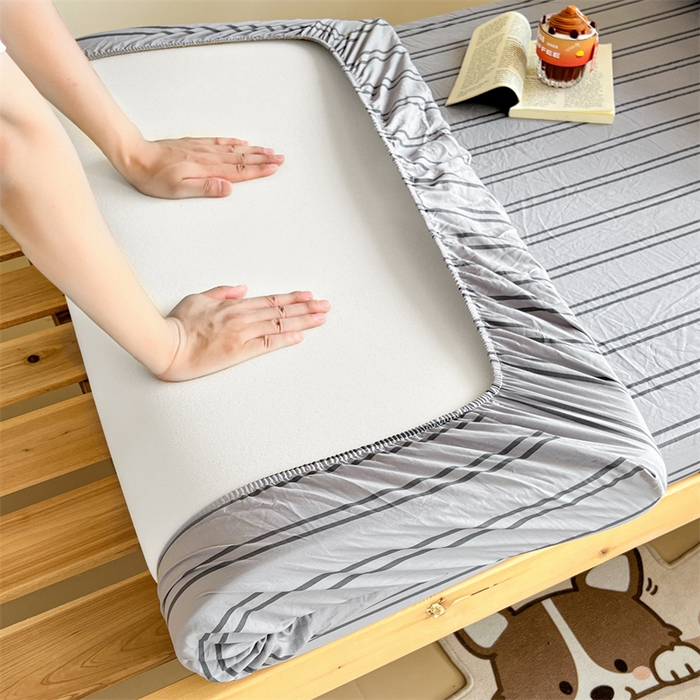 91家纺网 家纺一手货源 找家纺 多品家纺 2025春夏新款超柔水洗棉学生宿舍床笠 律动