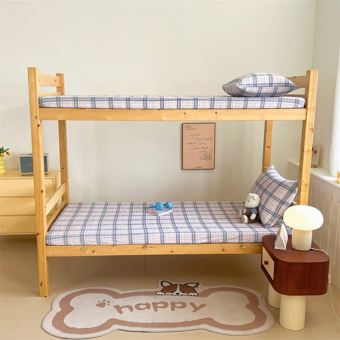 91家纺网 家纺一手货源 找家纺 多品家纺 2025春夏新款超柔水洗棉学生宿舍床笠 青涩