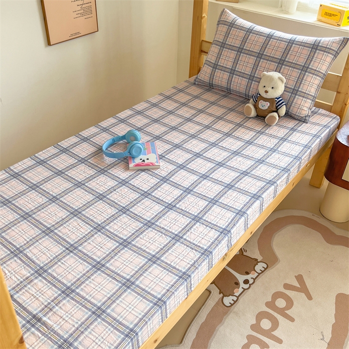 91家纺网 家纺一手货源 找家纺 多品家纺 2025春夏新款超柔水洗棉学生宿舍床笠 青涩