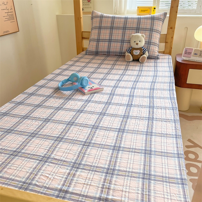 91家纺网 家纺一手货源 找家纺 多品家纺 2025春夏新款超柔水洗棉学生宿舍床笠 青涩