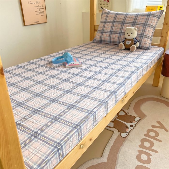 91家纺网 家纺一手货源 找家纺 多品家纺 2025春夏新款超柔水洗棉学生宿舍床笠 青涩